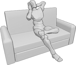 Pose Reference- Sitting sofa talking pose - Male is sitting on the sofa with crossed legs and talking on the phone