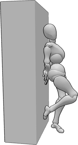 Pose Reference- Female standing against wall - Female standing against a wall in a cute pose