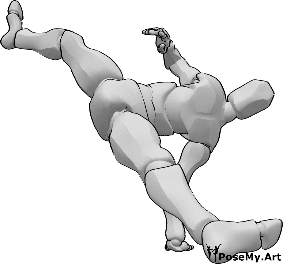 Pose Reference- One handstanding split pose - Male is standing on his left hand and doing a side split in the air