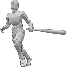 Referencia de poses- Postura de corredor de béisbol - Un jugador de béisbol corre para atrapar la pelota