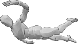 Referencia de poses- Postura masculina de natación en estilo libre - Varón está nadando crawl frontal / natación estilo libre en el agua