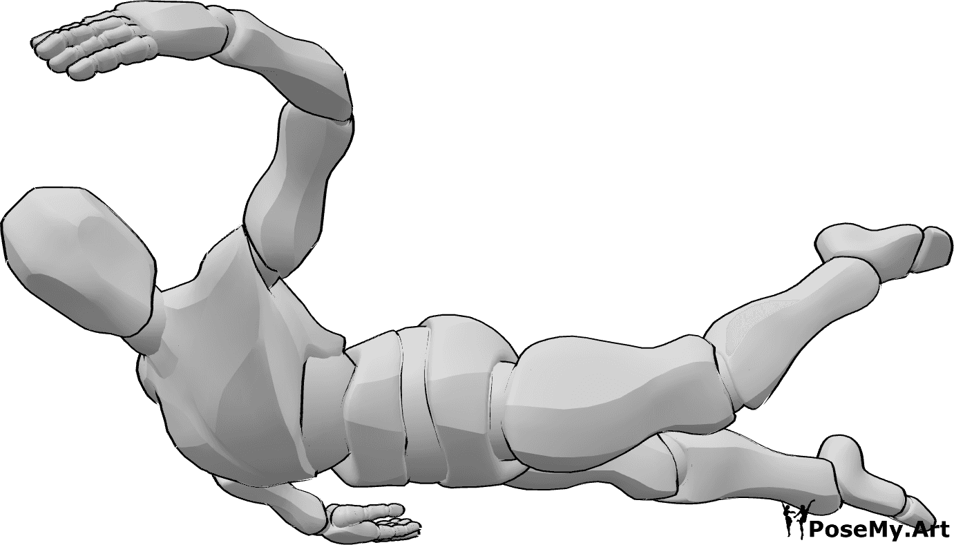 Pose Reference- Male freestyle swimming pose - Male is swimming front crawl / freestyle swimming in the water