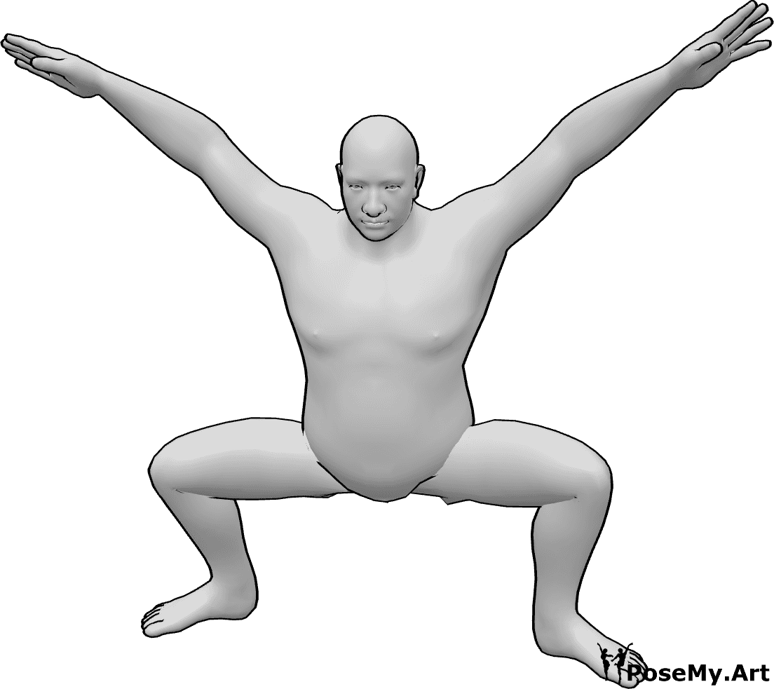 Pose Reference- Male sumo wrestler pose - Male sumo wrestler is standing and preparing to the wrestle