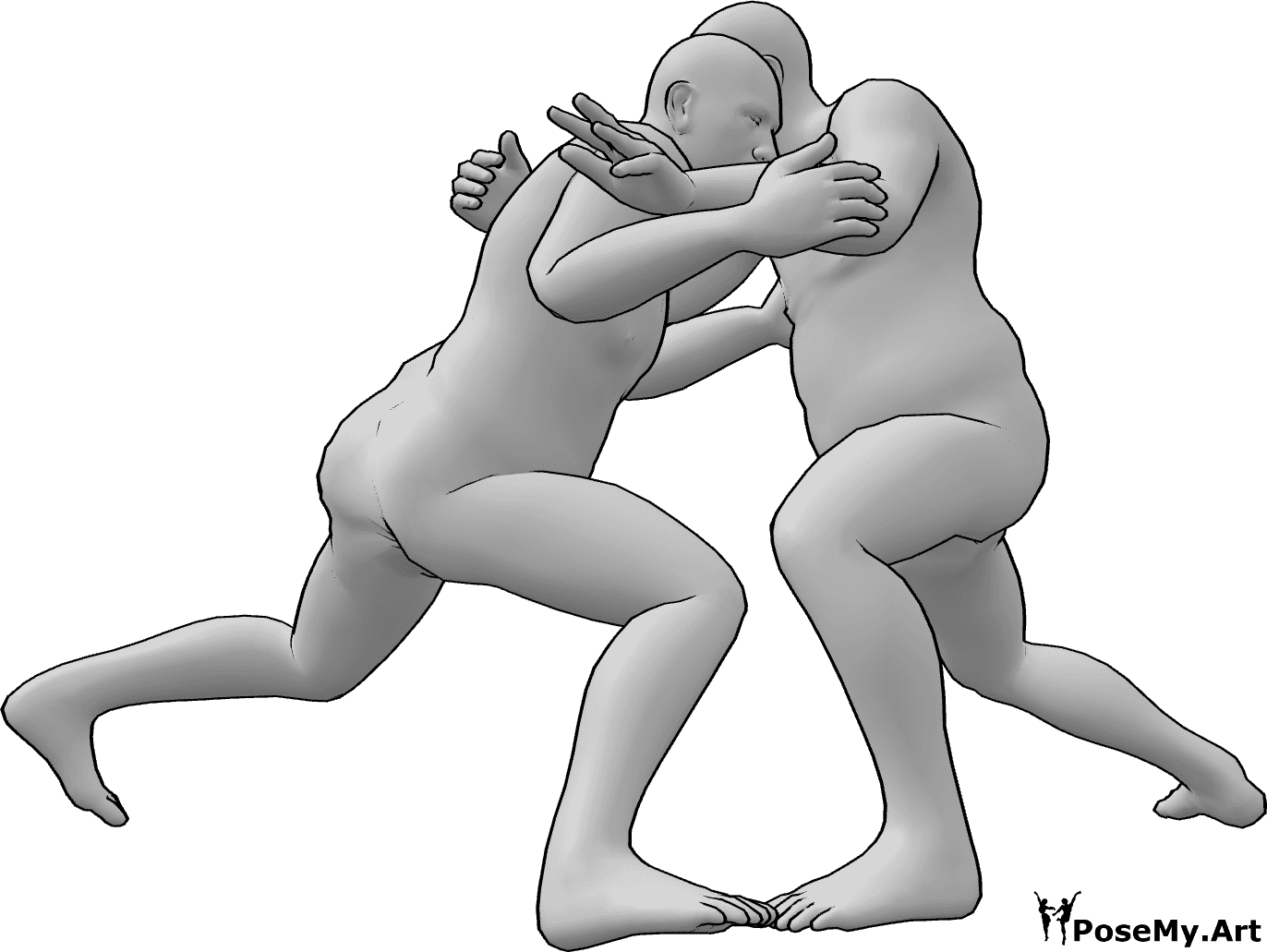 Pose Reference- Sumo wrestling pushing pose - Two male sumo wrestlers are fighting, they are pushing away each other