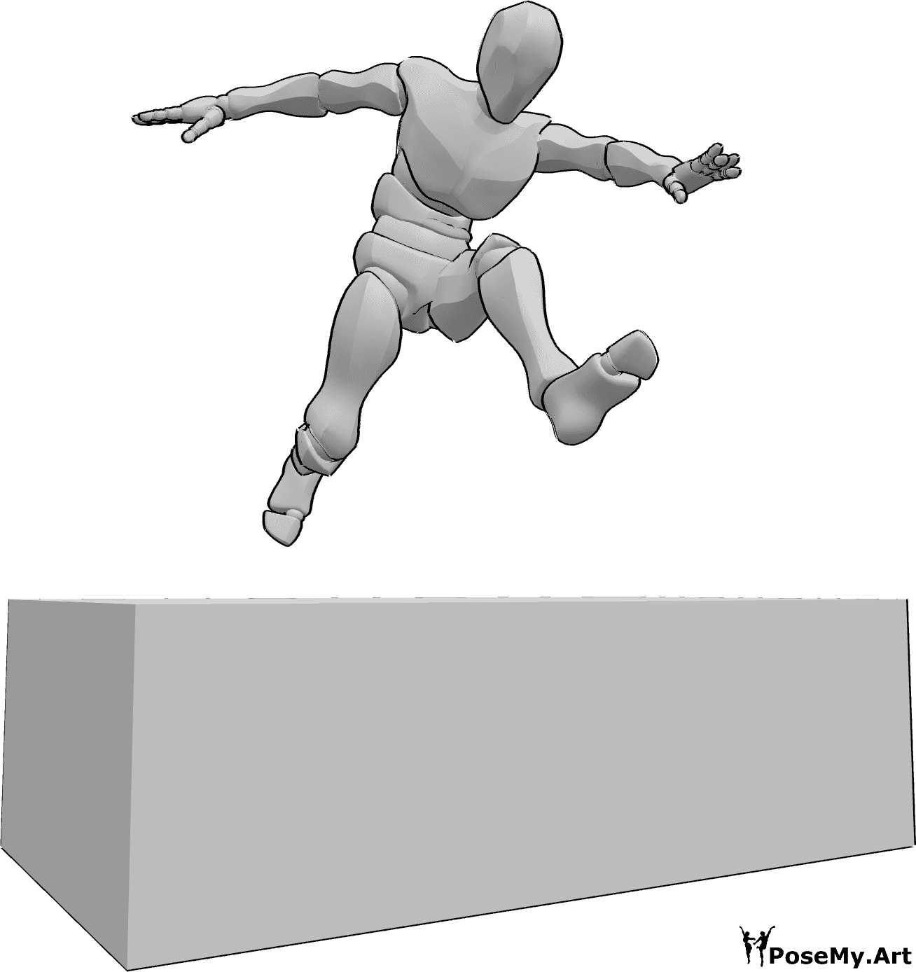 Pose Reference- Jumping over obstacle pose - Male is jumping high from running, jumping over an obstacle