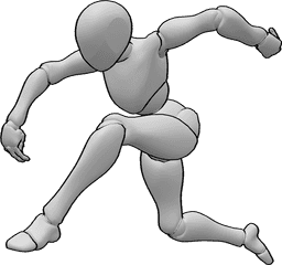 Referencia de poses- Mujer corriendo pose de salto - Mujer en plena pose de correr y saltar