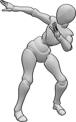 Riferimento alle pose- Posa femminile di danza samba - Donna nel mezzo di una posa da ballo di samba, con l'anca a destra e il busto inclinato a sinistra