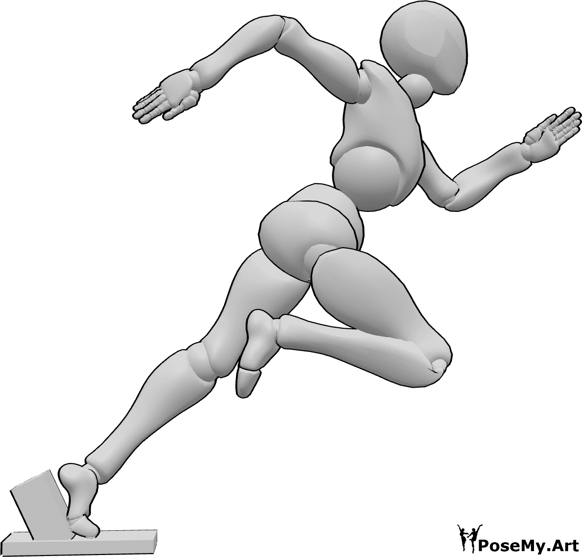 Pose Reference- Athletic female sprinter pose - Professional female sprinter pose, athletic female fast running pose