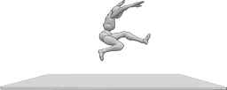 Referencia de poses- Postura de salto de longitud femenino - Mujer está practicando salto de longitud, atlética pose femenina de salto de longitud