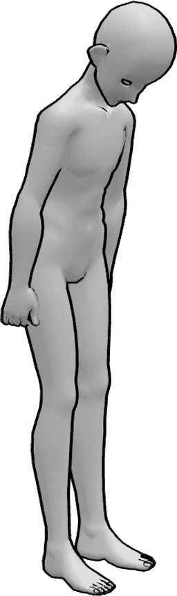 Référence des poses- Pose de l'arc formel - Homme de base de l'anime dans une pose d'arc formel
