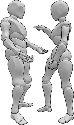 Referencia de poses- Dramática pose de lucha de pareja - La hembra y el macho se enfrentan dramáticamente