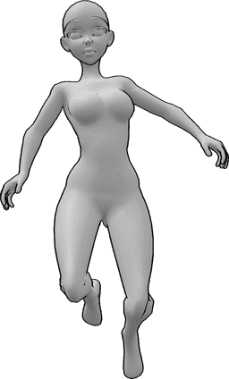 Riferimento alle pose- Posa femminile di salto - Anime femmina salta posa