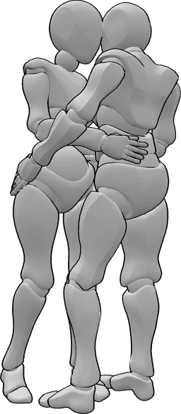 Referência de poses- Pose de abraço a dançar - Mulher e homem abraçam-se enquanto dançam juntos em pose