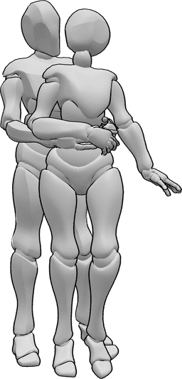 Posen-Referenz- Umarmung von hinten Pose - Männchen umarmt das Weibchen von hinten Pose