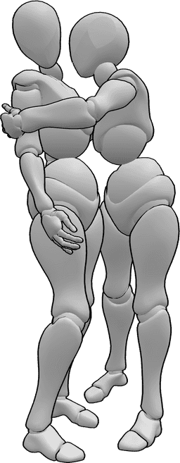 Posen-Referenz- Unerwünschte Umarmungsposen - Frau umarmt die andere Frau, die es nicht will