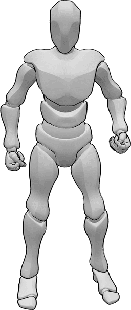 Referencia de poses- Postura de hombre enfadado - Hombre enfadado con puños cerrados posa