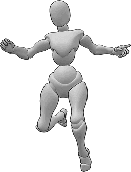 Posen-Referenz- Weiblicher Sprung in hoher Pose - Frau springt in hoher Pose
