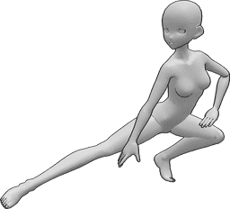 Referencia de poses- Postura de lucha calmada - Tranquila mujer anime está listo para luchar pose