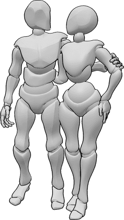 Posen-Referenz- Romantisches Paar in stehender Pose - Weibliches und männliches Paar stehen und schauen sich in die Augen Pose