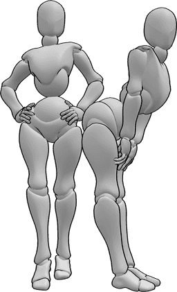 Posen-Referenz- Zwei weibliche Personen posieren - Zwei Frauen posieren zusammen Pose