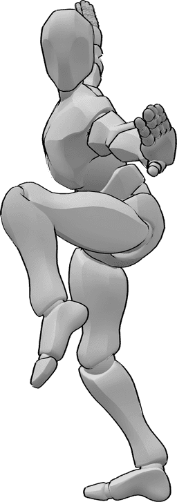 Referência de poses- Pose de luta shaolin masculina - Homem shaolin preparando-se para lutar, pose de arte marcial