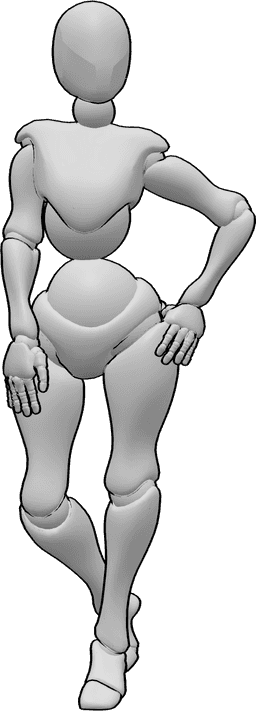 Référence des poses- Pose de la main gauche sur la hanche - Femme confiante debout, la main gauche sur la hanche pose