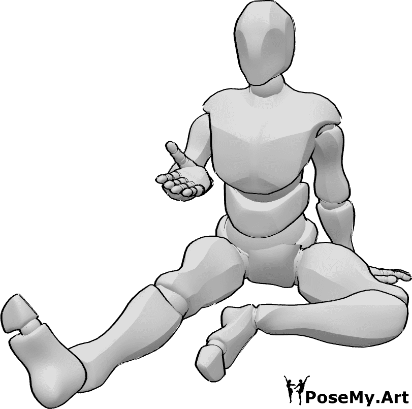 Pose Reference- man sitting on the floor leg bend - man sitting on the floor leg bend