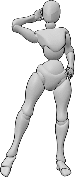 Posen-Referenz- Weibliche stehende Pose - Selbstbewusste Frau steht und genießt das Posieren