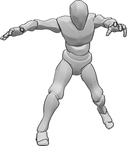 Référence des poses- Pose de marche d'un homme effrayant - Zombie mâle effrayant marchant dans une pose effrayante