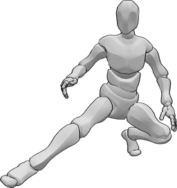 Referência de poses- Pose dinâmica de agachamento masculina - Pose dinâmica de agachamento masculina