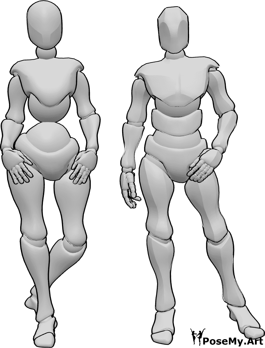 Pose Reference- Female male standing pose - Female and male are standing next to each other, watching something