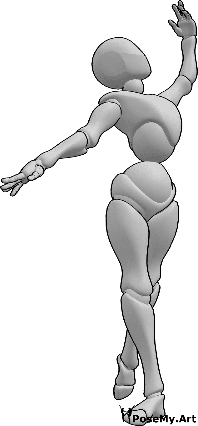 Pose Reference- Female standing ballet pose - Female standing and looking up dancing ballet pose