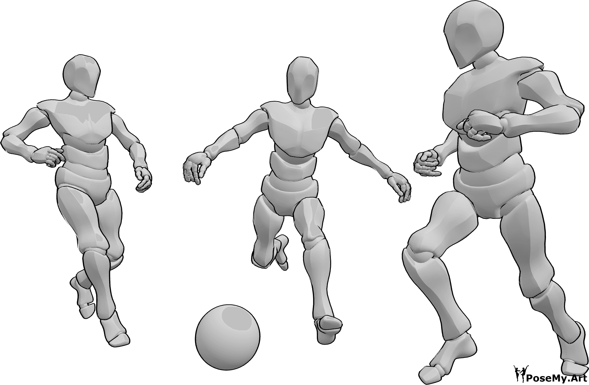 Pose Reference- Male soccer game - Male soccer game scene, 3 females are playing soccer