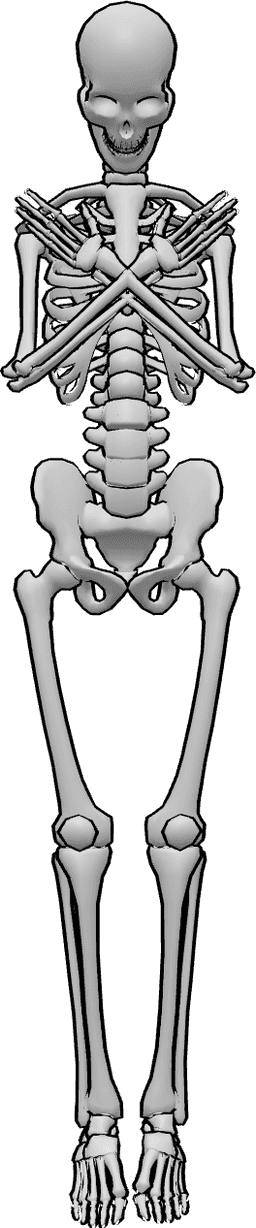 Referência de poses- Esqueleto em pose de caixão em repouso - O esqueleto está a descansar na pose de caixão