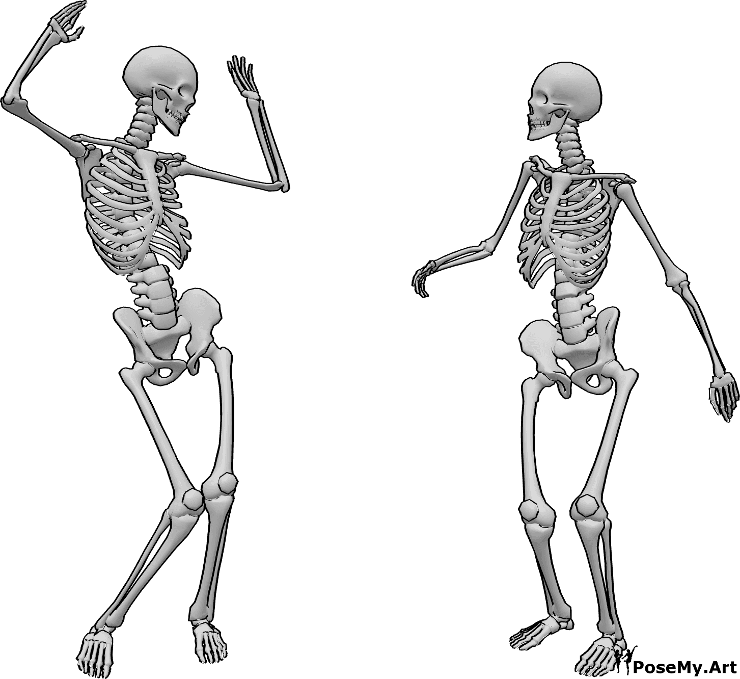 Pose Reference- Dancing skeletons pose - Two skeletons are dancing pose