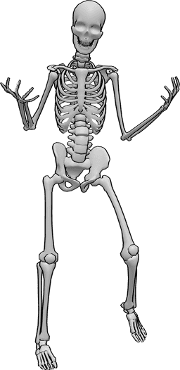 Référence des poses- Squelette en colère, pose de crise - Le squelette en colère fait une pose de crise