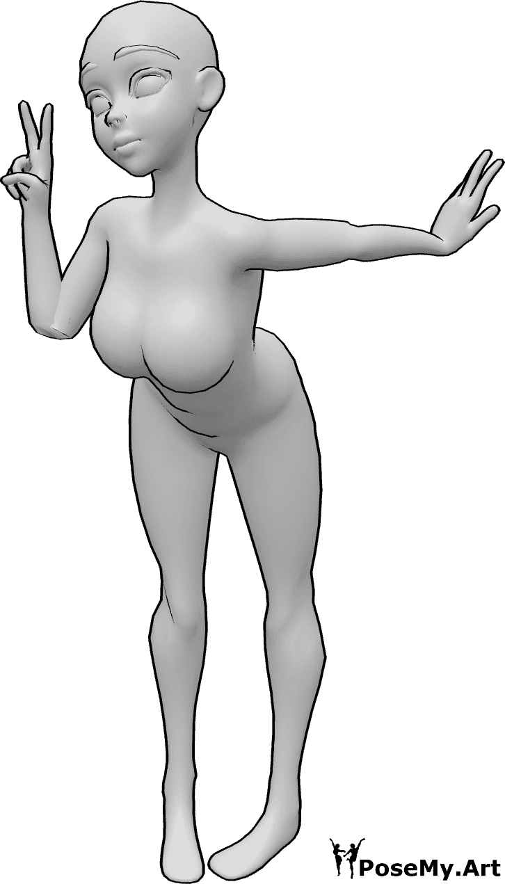 Pose Reference- Woman standing, leaning forward and saying 