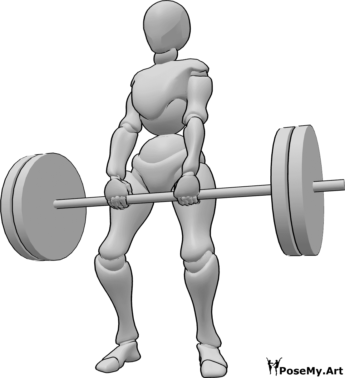 Pose Reference- Female heavy weights pose - Female bodybuilder is lifting heavy weights with two hands