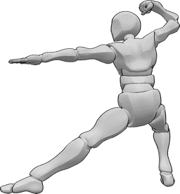 Posen-Referenz- Halbe hockende Pose - Halbhockende Bodybuilding-Pose mit Rückenmuskeln