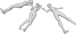 Referência de poses- Três mulheres deitadas de costas - Três mulheres deitadas de costas em diferentes poses