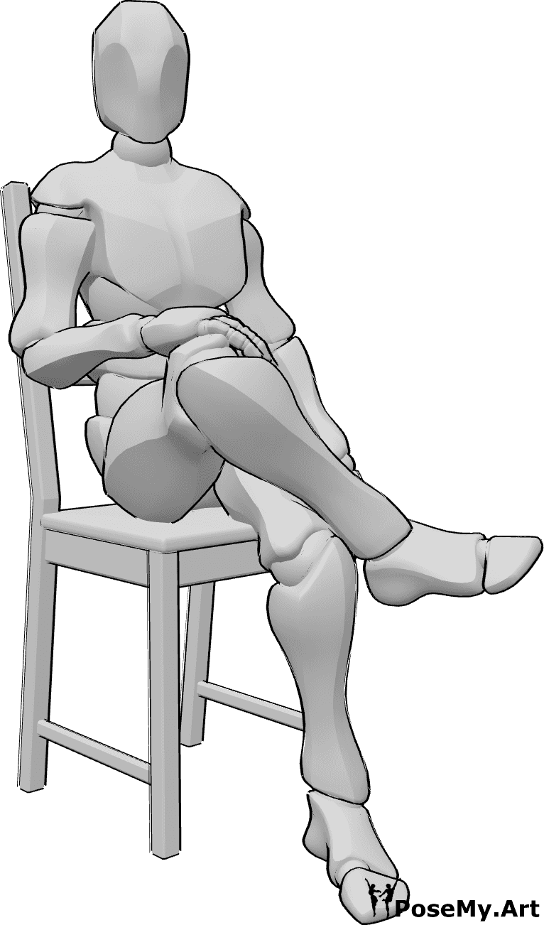 Pose Reference- Male crossed legs pose - Male is sitting on a chair with his legs crossed pose