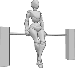 Posen-Referenz- Stehende Pose mit gekreuzten Beinen - Die Frau lehnt mit gekreuzten Beinen an der Reling