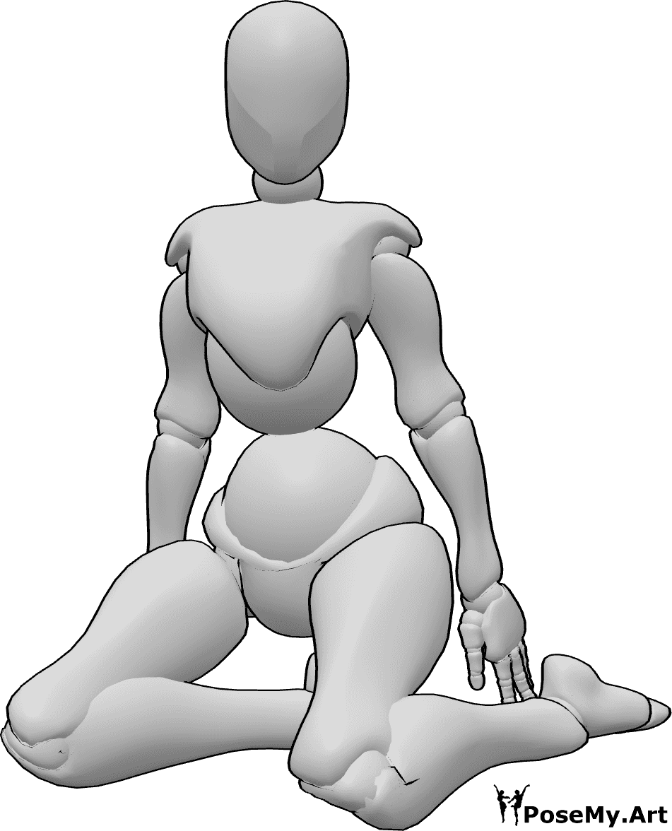 Pose Reference- Flirting female pose - Female is kneeling and flirting pose