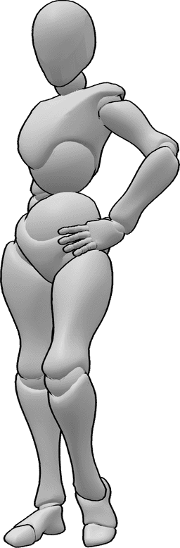 Référence des poses- Pose debout assurée - Femme confiante posant debout, une main sur la hanche