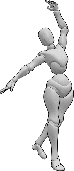 Posen-Referenz- Weibliche Tanzpose - Weibliche dynamische Tanzbewegung, Geste Pose