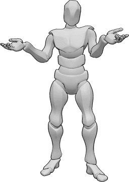 Referencia de poses- Postura masculina de gesto confuso - Varón de pie con gesto de 