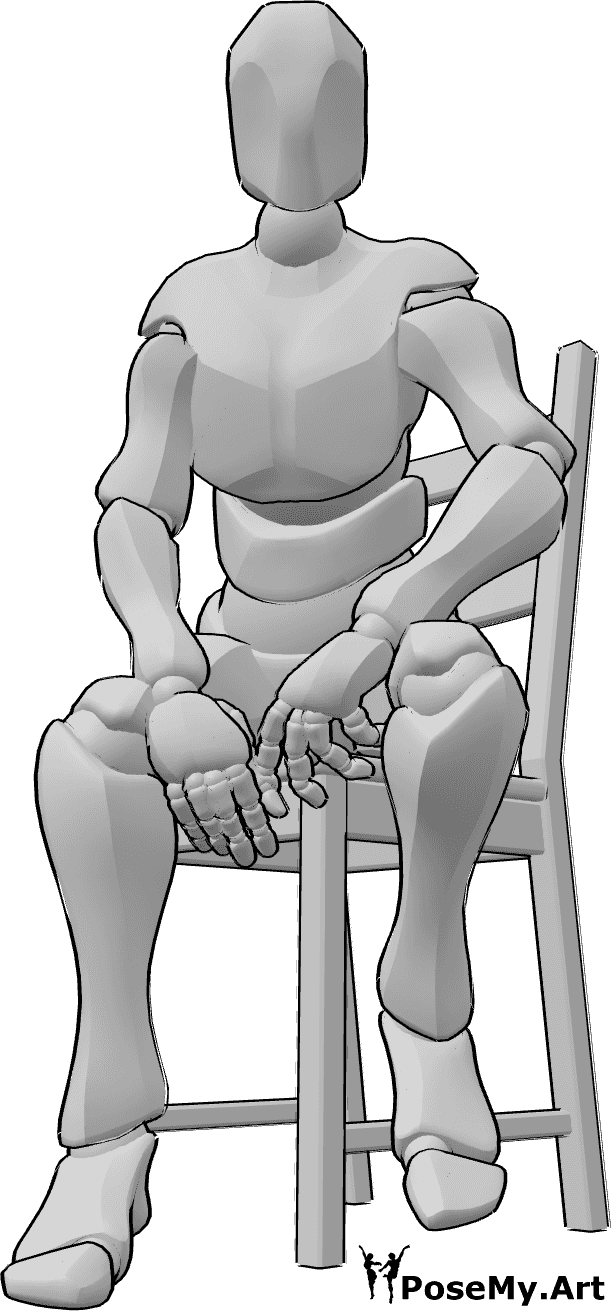 Pose Reference- Male sitting model pose - Male is sitting on a chair and posing, male model pose