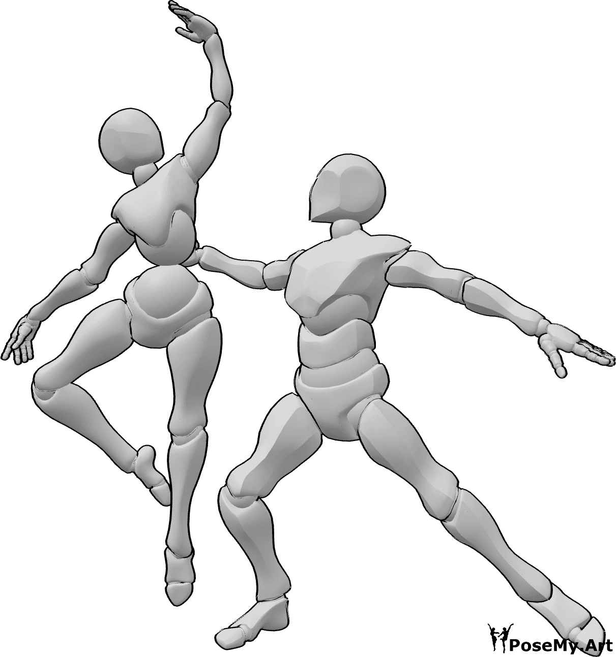 Pose Reference- Female male dance pose - Female and male are dancing, male is holding the female and posing