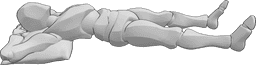 Posen-Referenz- Männliche Tagträumer-Pose - Mann liegt mit einem Kissen unter dem Kopf, schaut auf und träumt