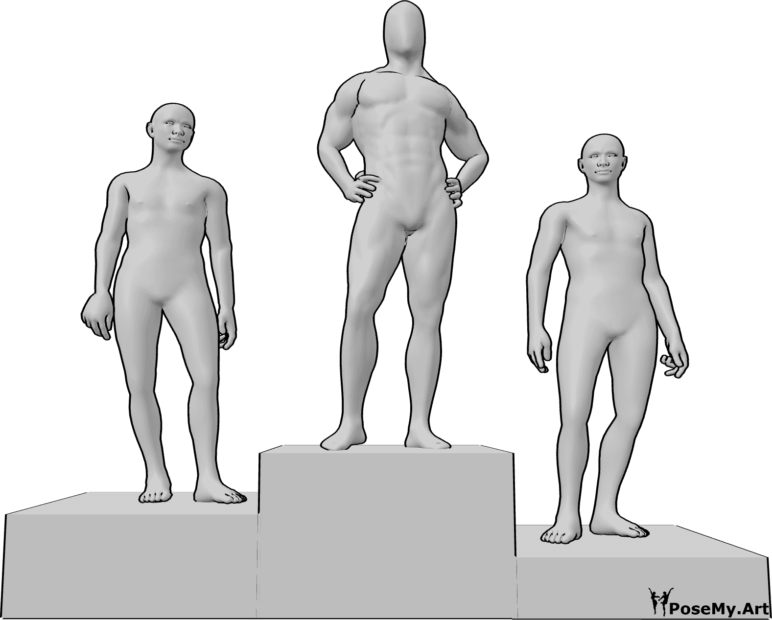 Pose Reference- Number one podium pose - Proud muscle male is standing and posing on top of the podium
